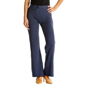 Betabrand Blue Printed All Day Wear Trousers Geometric Flare S Petite Office